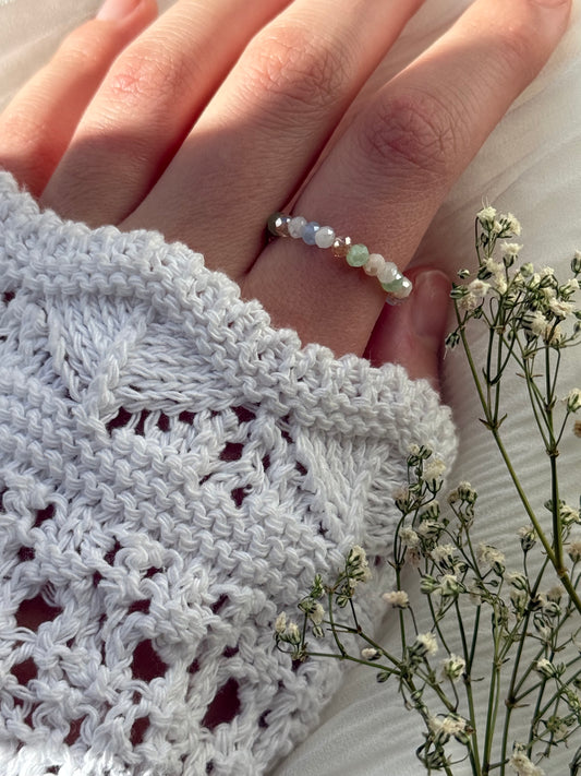 Perlenring mit Bunten Kristallperlen - 2138