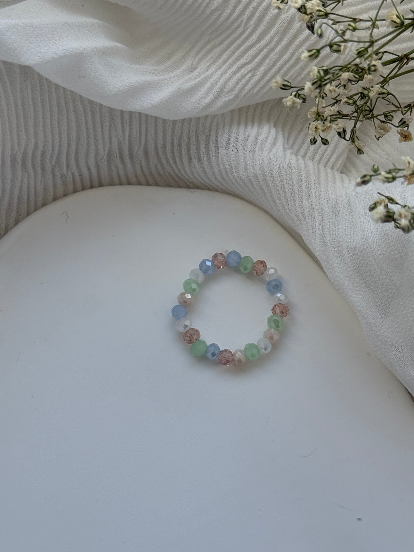 Perlenring mit Bunten Kristallperlen - 2138