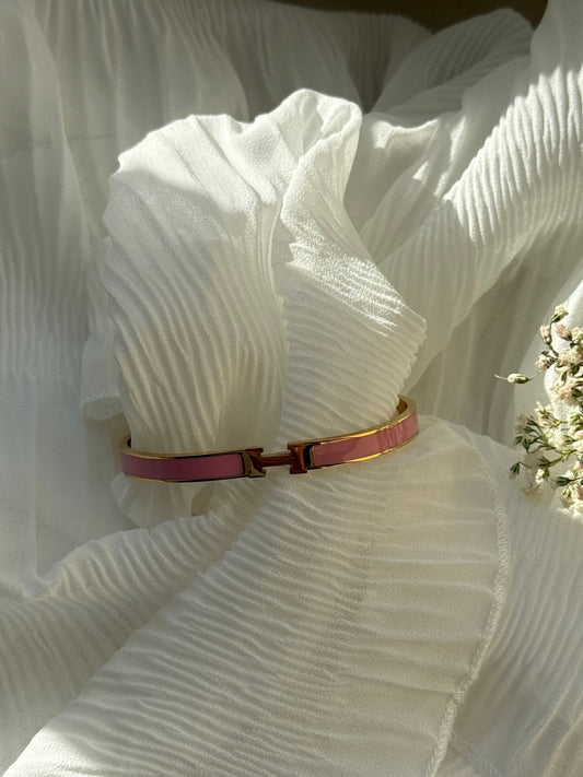 Goldener H-Armreif Rosa - 11091