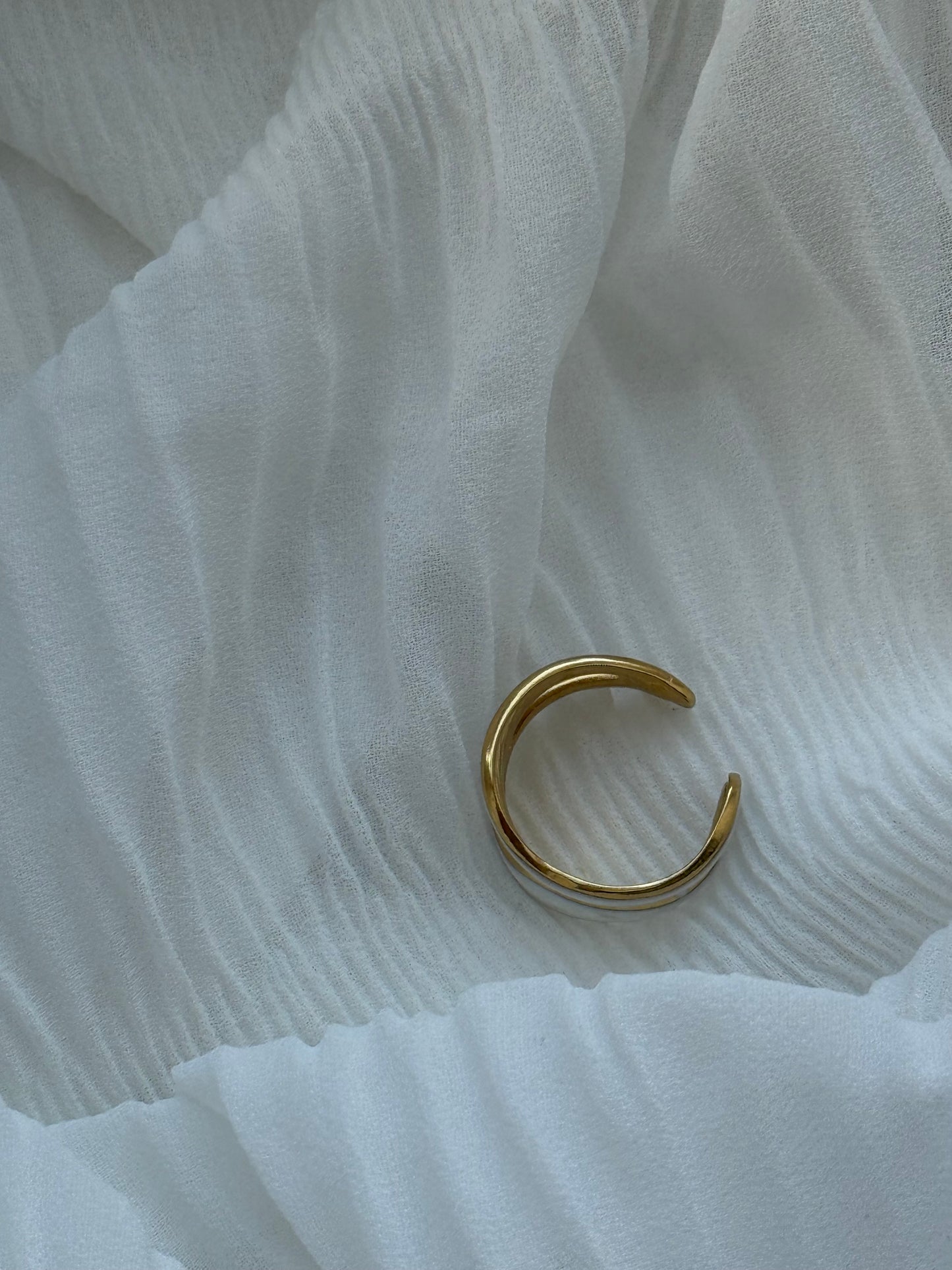 Edelstahl Ring Beige Wave - 11124