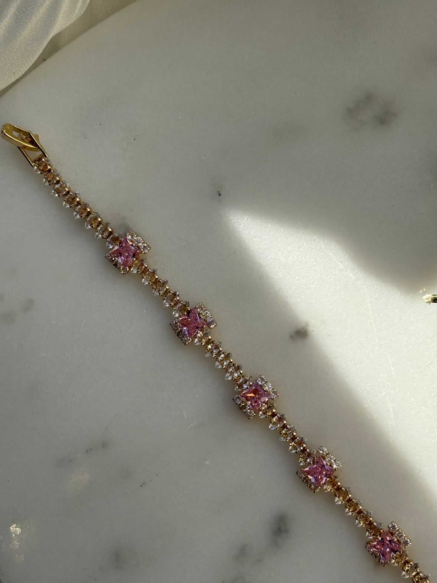 Edelstahl Armband Zirkonia Rosa - 11071