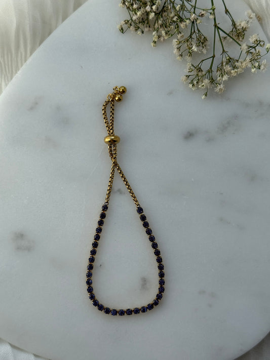 Goldenes Edelstahl Zirkonia Armband Lila - 11103