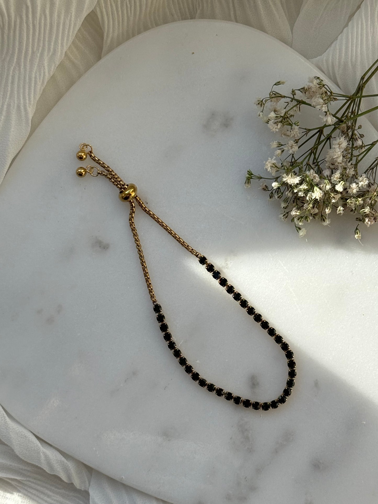 Edelstahl verstellbares Zirkonia Armband - 11077