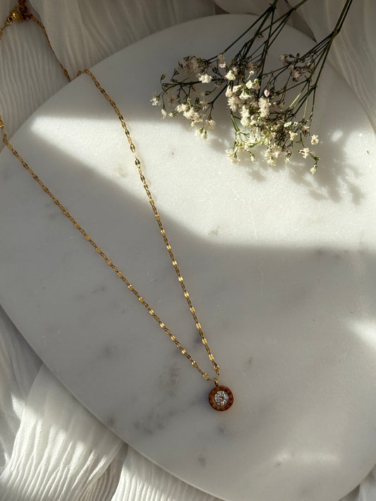 Halskette Edelstahl mit Zirkonia Stein - 11030