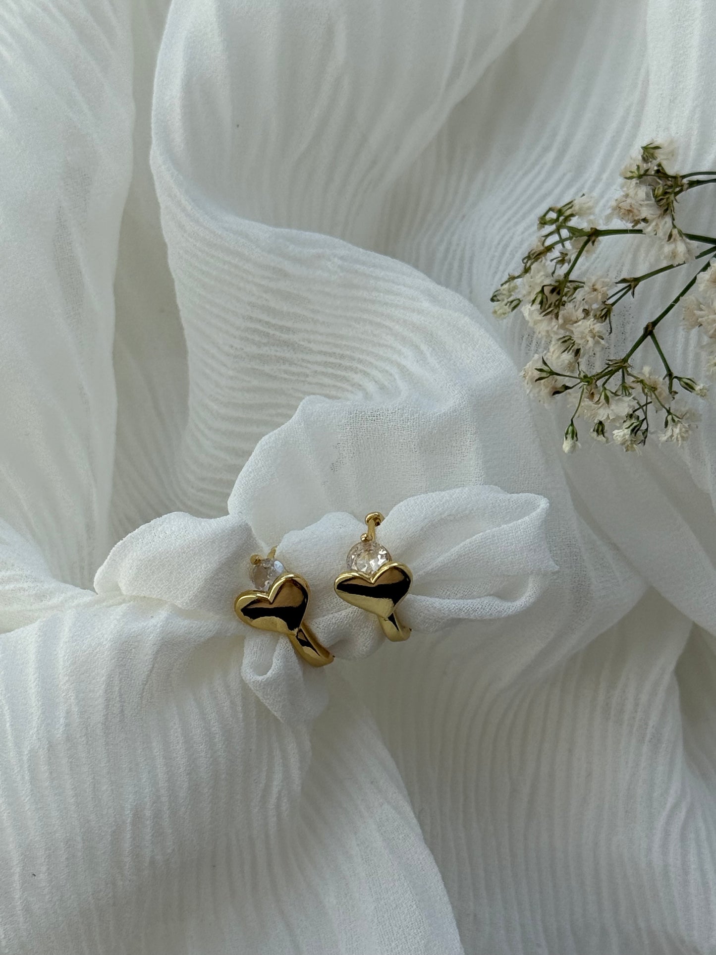 Goldene Hoops Heart Zirkonia Ohrringe Edelstahl - 11108