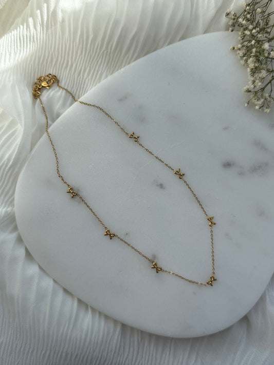 Edelstahl Halskette Gold Bow - 11105