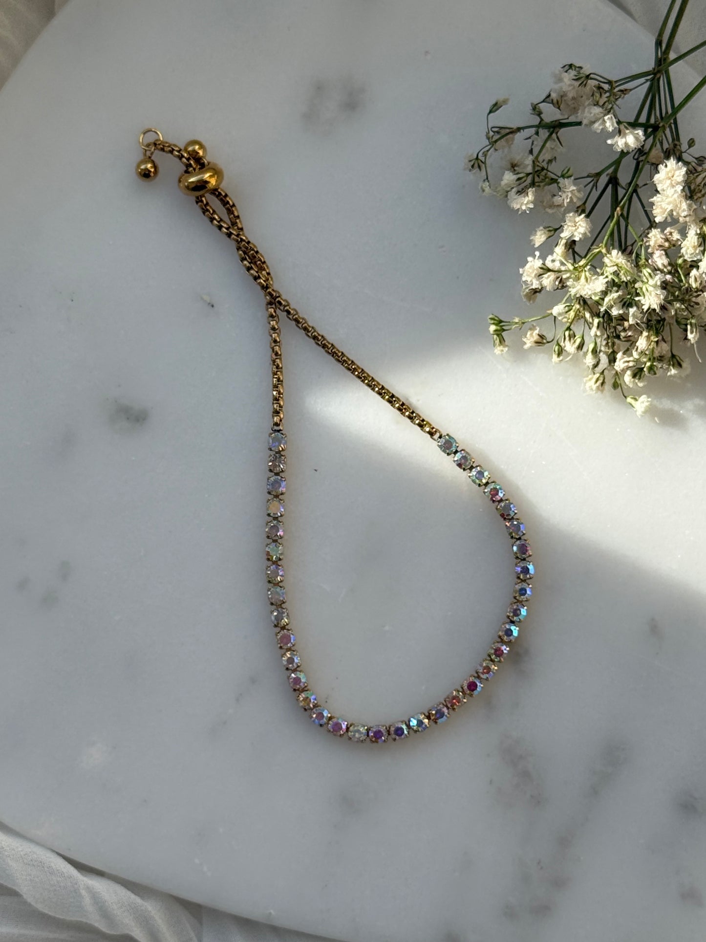 Edelstahl verstellbares Zirkonia Armband - 11080