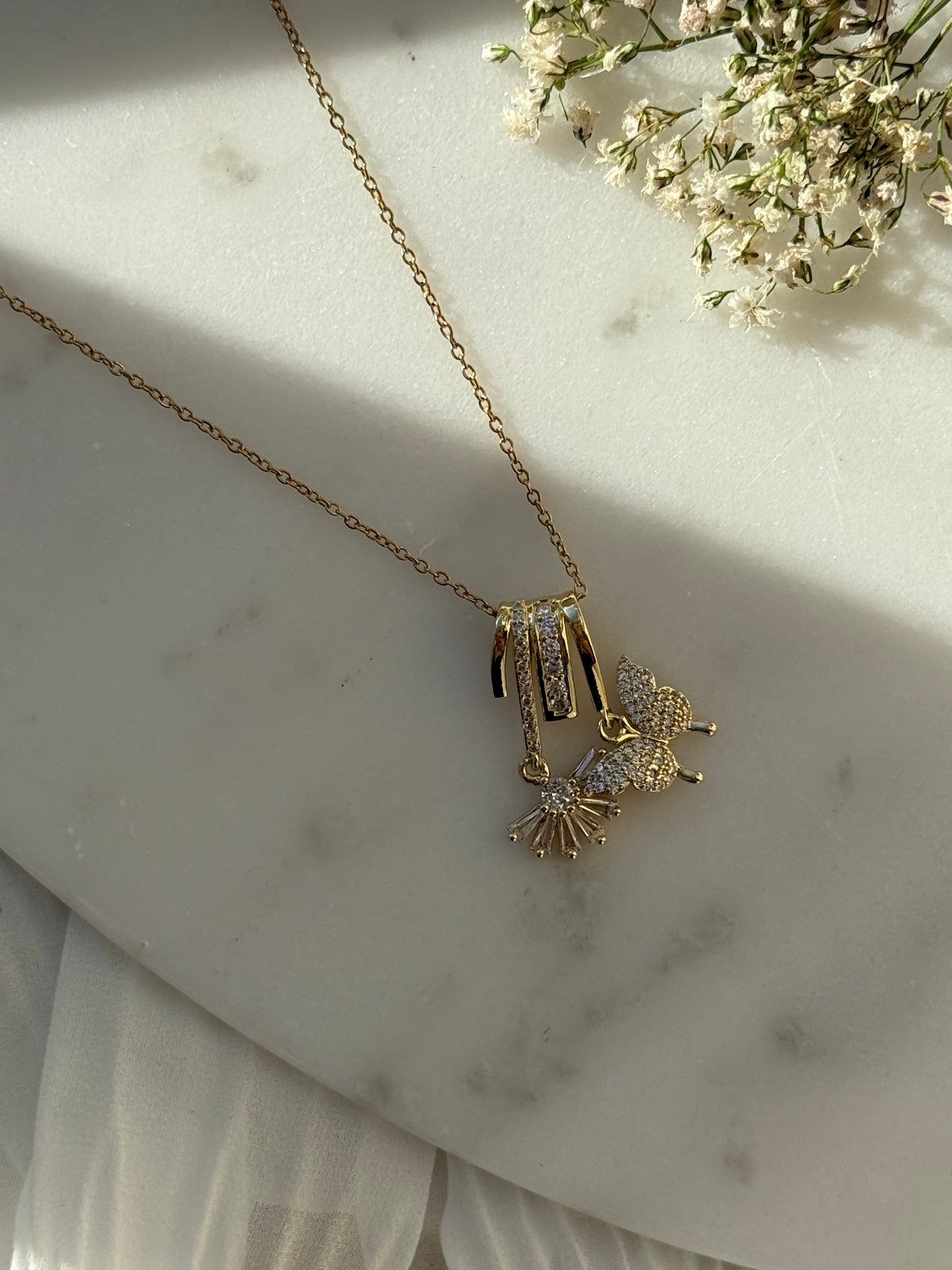 Charms Edelstahl Halskette Butterfly - 11059