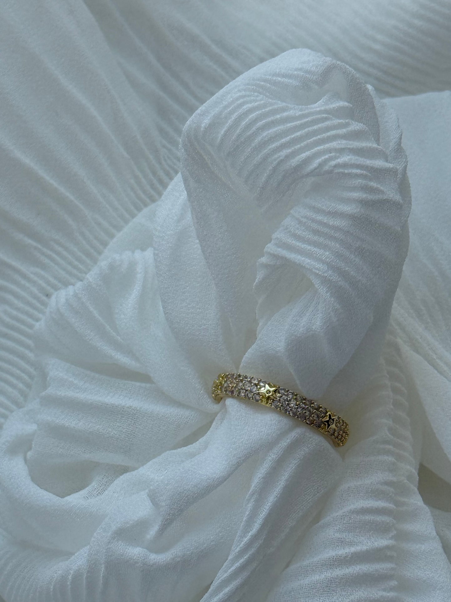 Edelstahl Ring mit Steinen und Sternen - 11122