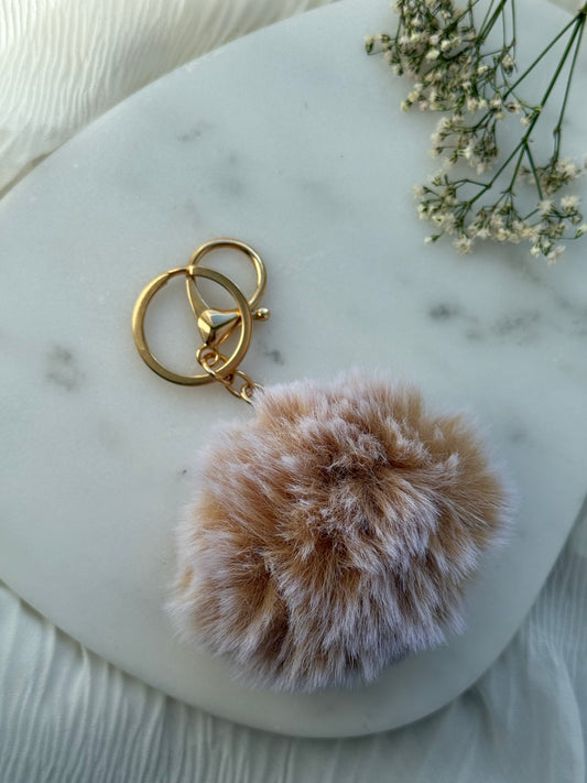 Schlüsselanhänger Beige/Braun Pom Pom  - 11158