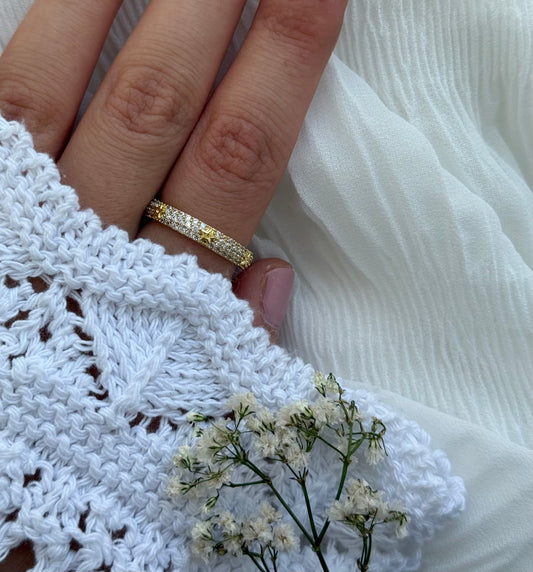 Edelstahl Ring mit Steinen und Sternen - 11122