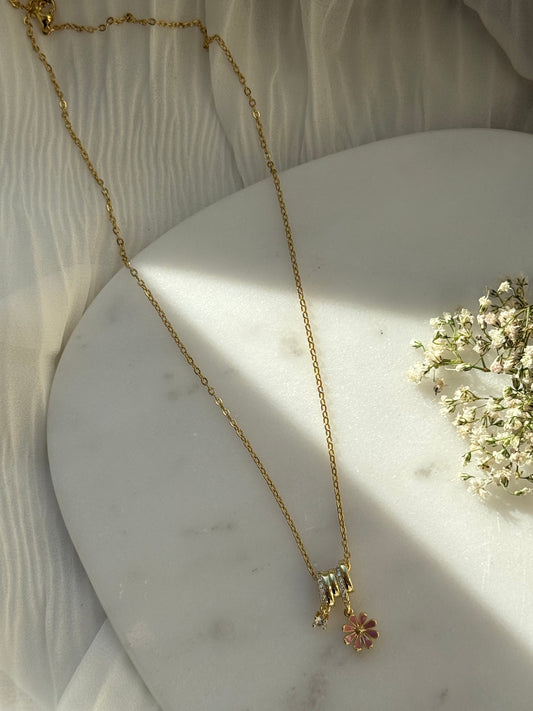 Charms Halskette Edelstahl Flower - 11053