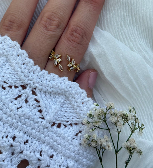 Edelstahl Ring mit Blättern - 11121