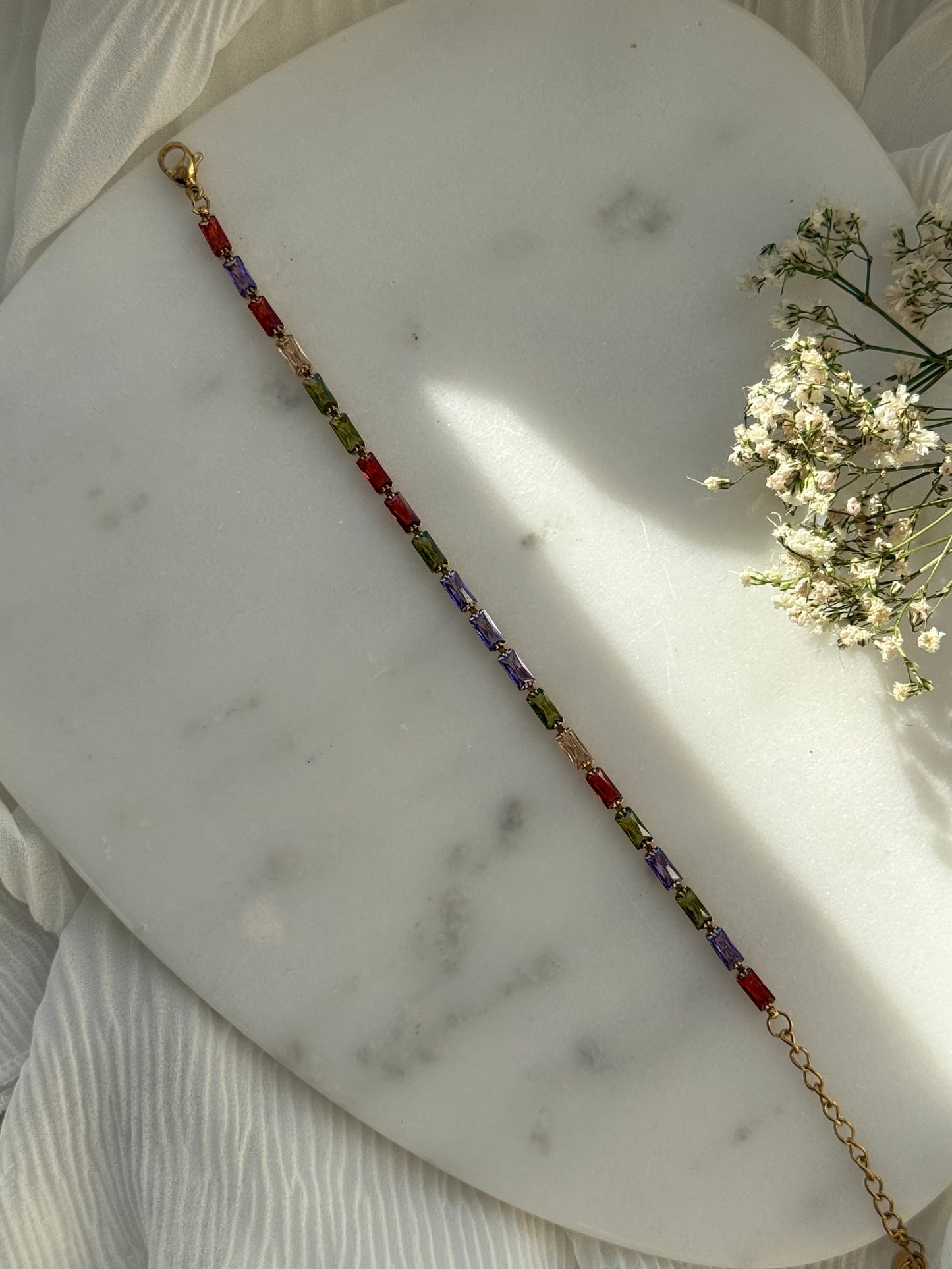 Buntes Tennis Edelstahl Armband  - 11063