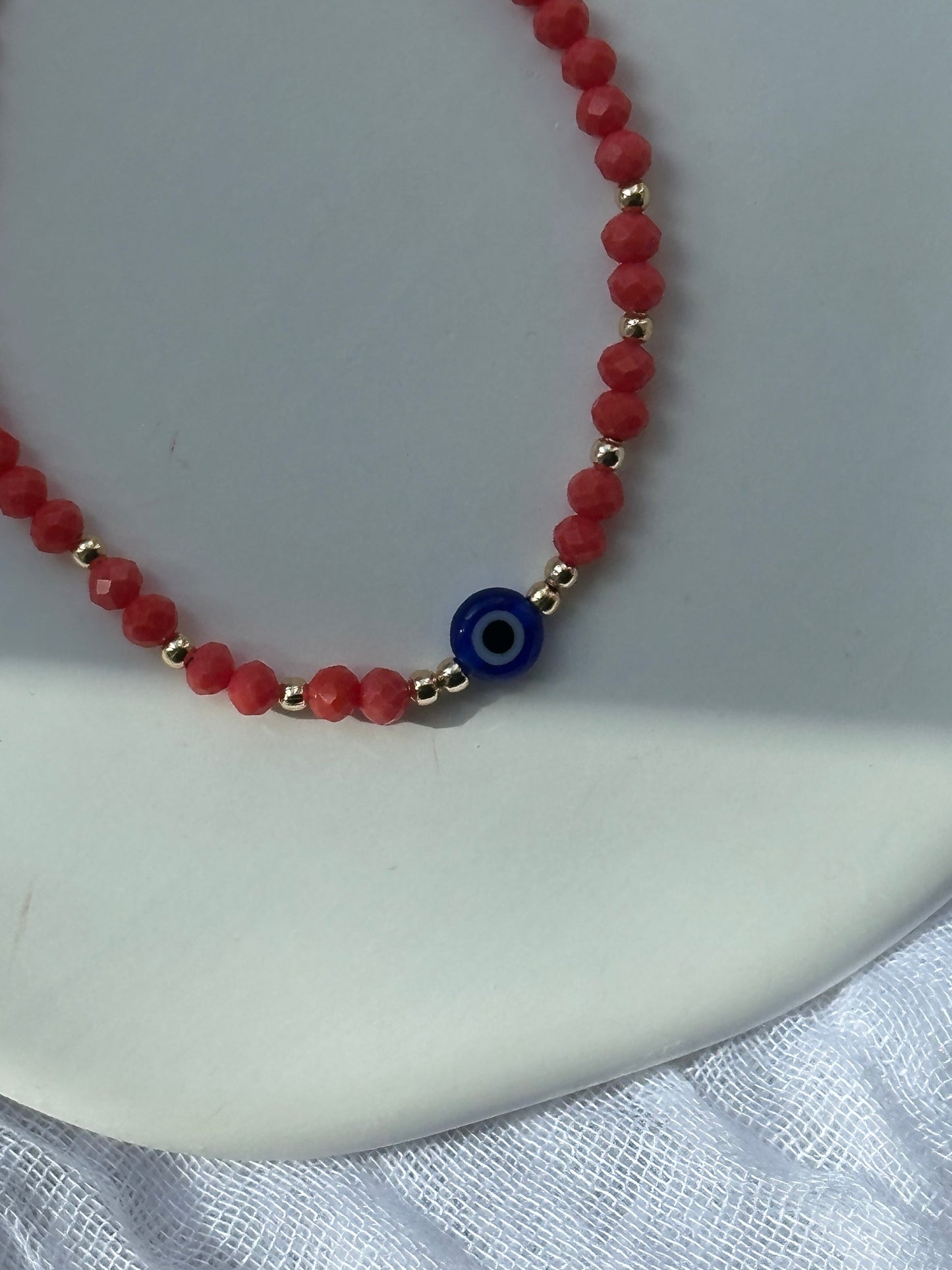 Perlenarmband mit Kristallperlen und mit einer Nazar / Evil eye Perle - 10675