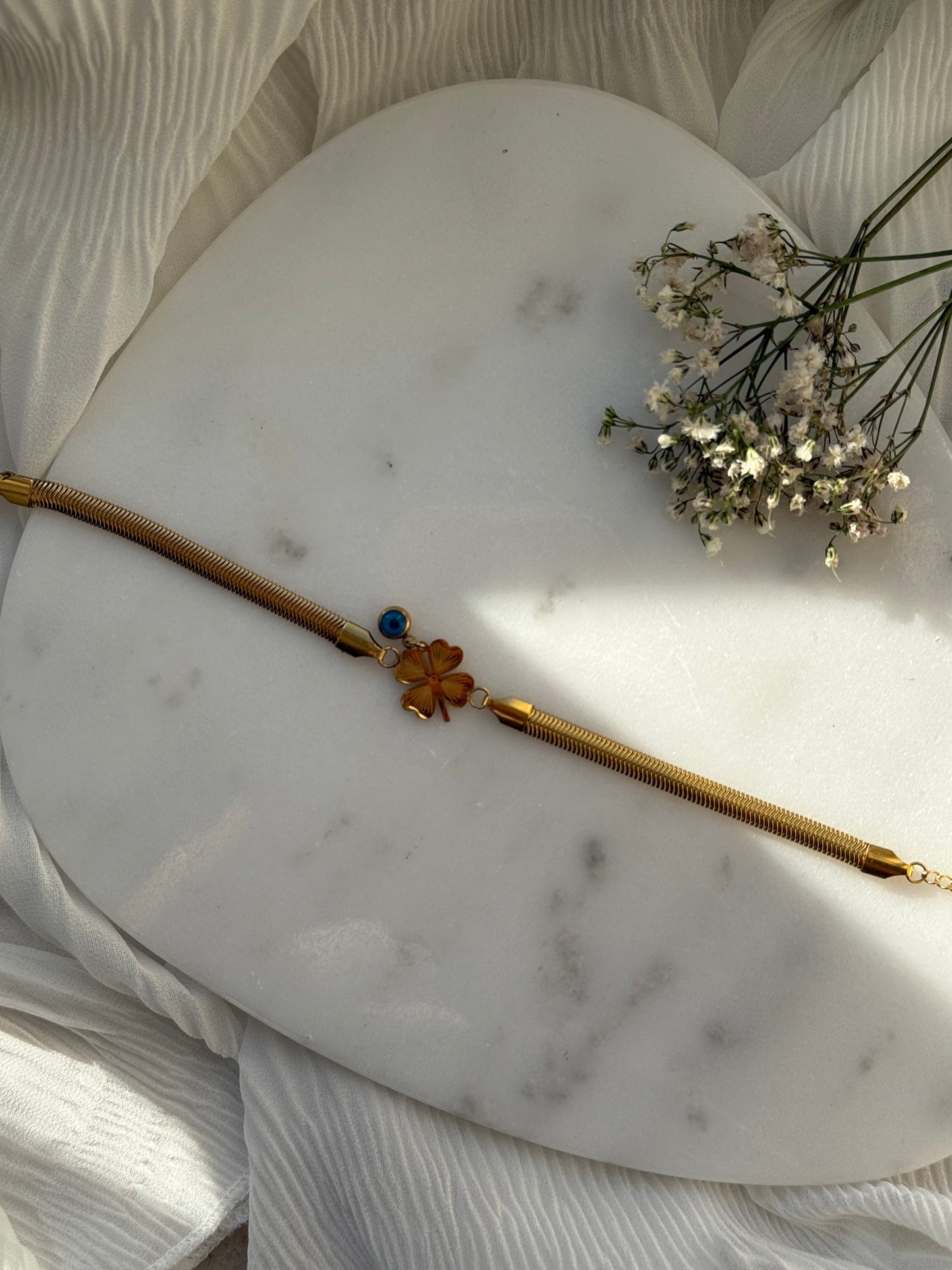 Edelstahl Armband Snake Clover - 11075