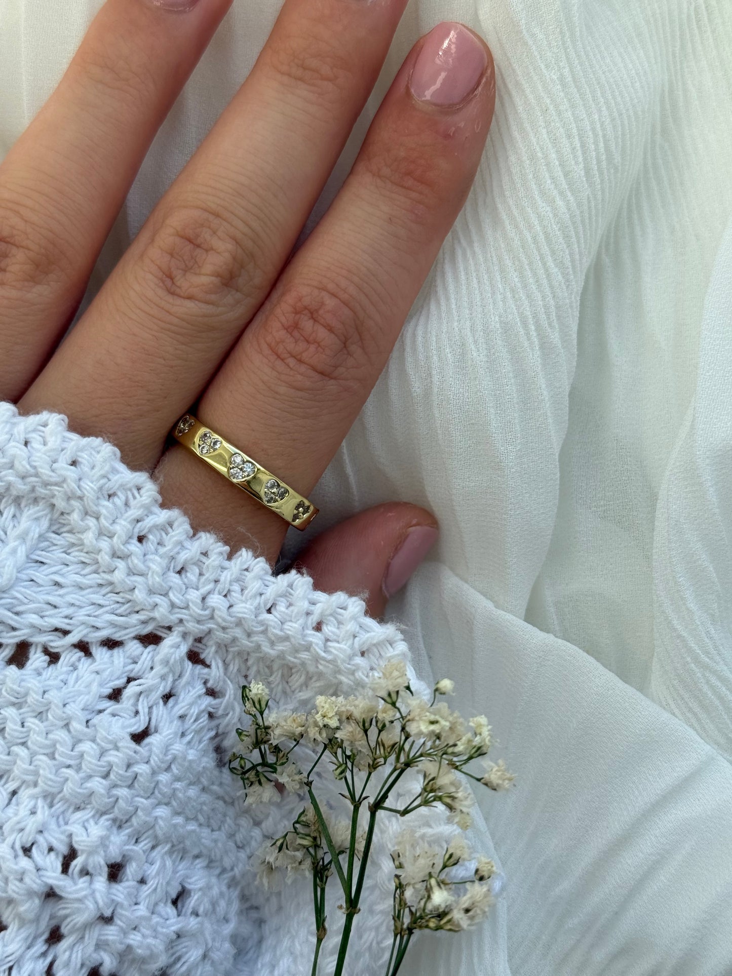 Edelstahl Ring Hearts - 11131