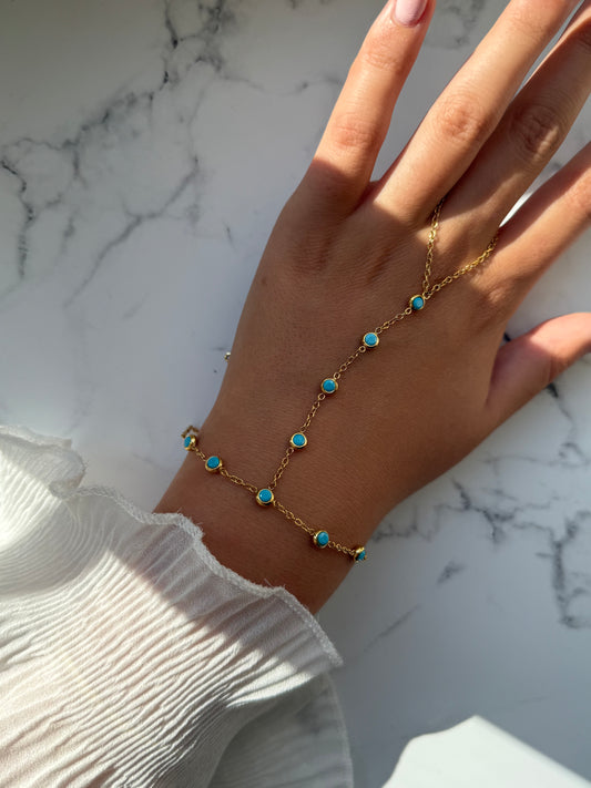 Handkette Edelstahl mit Blauen Steinen- 10947