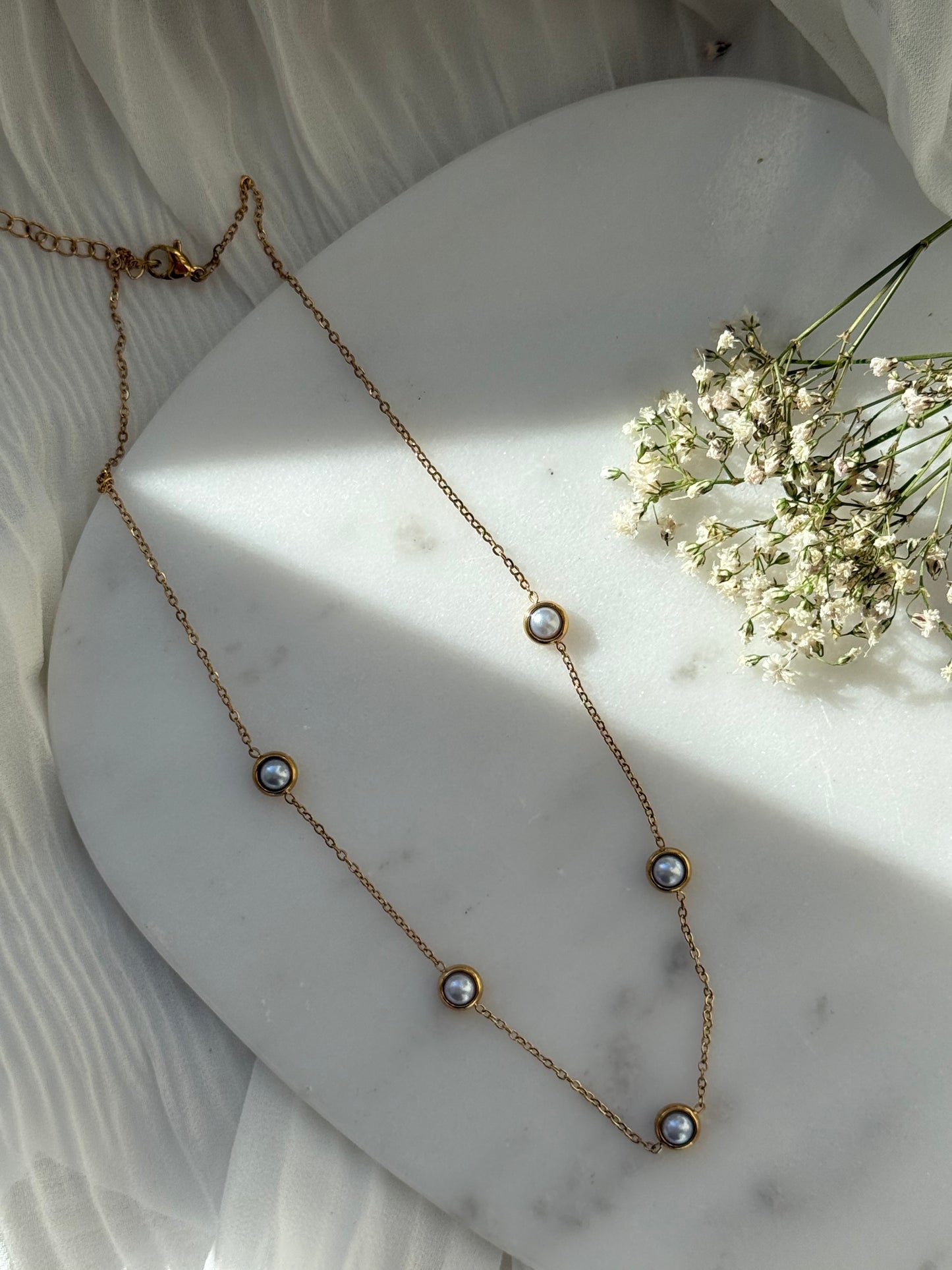 Halskette Edelstahl Pearls - 11051