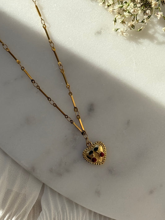 Edelstahl Halskette Cherry Heart - 11058