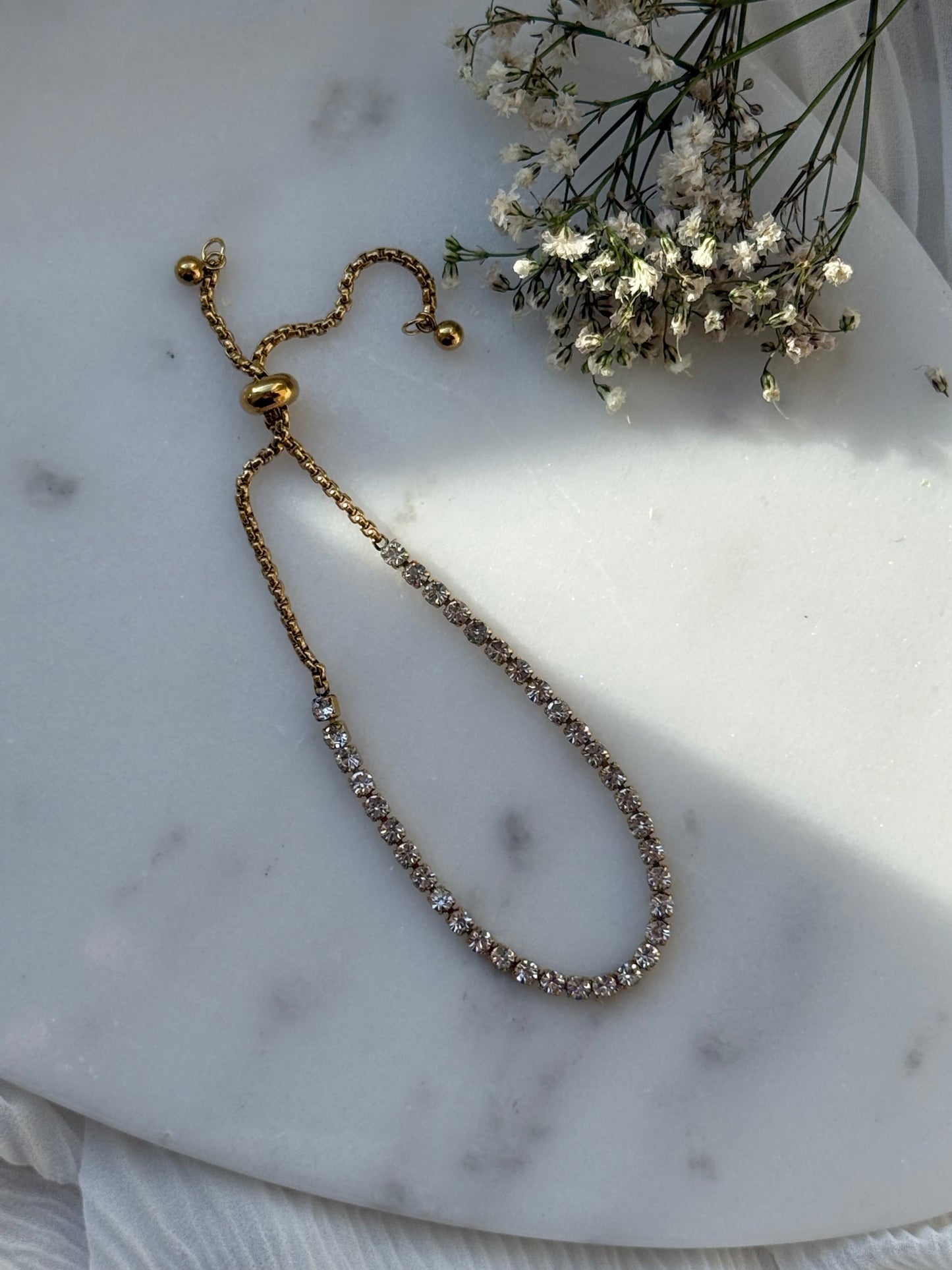 Edelstahl verstellbares Zirkonia Armband - 11079