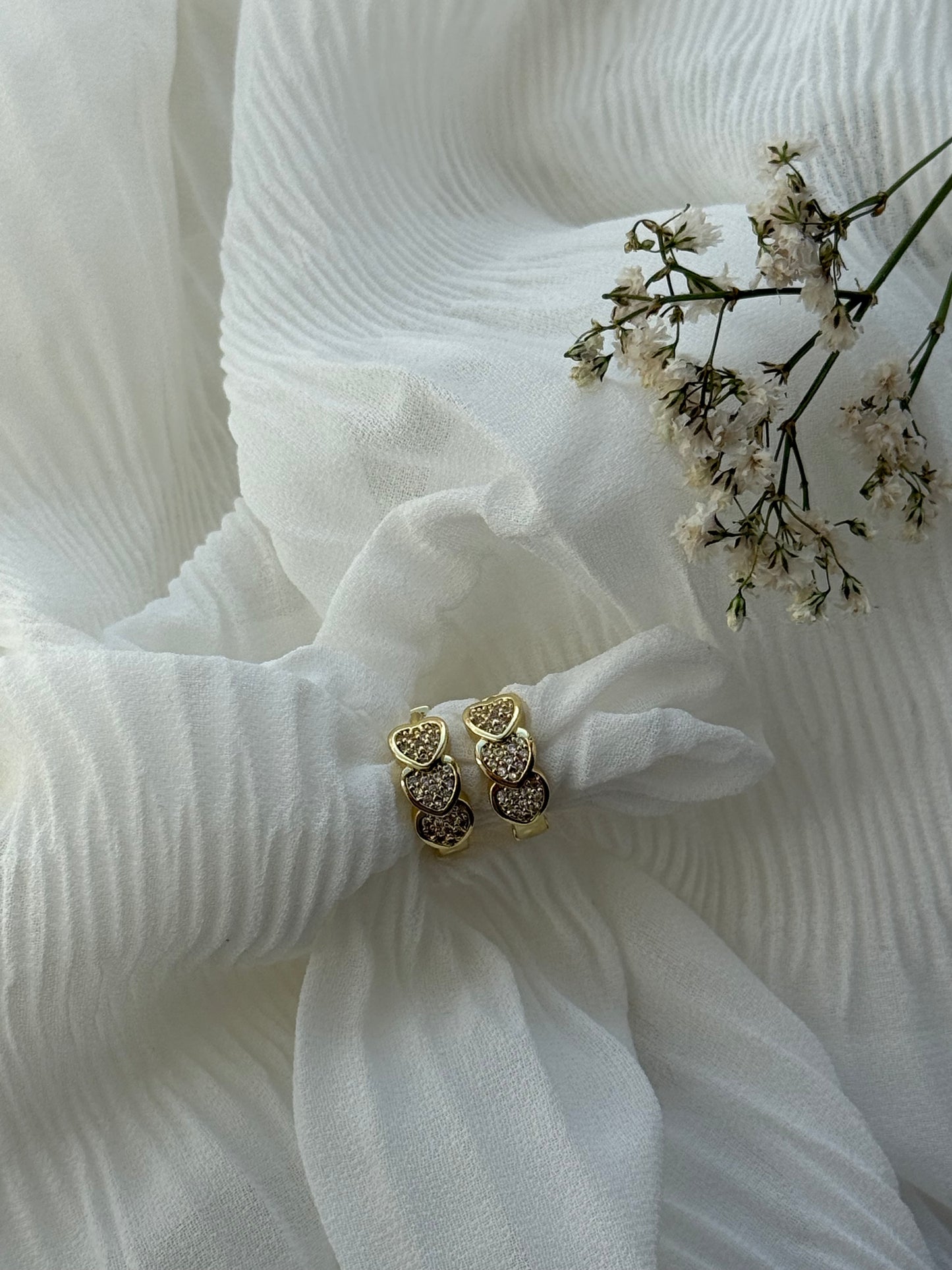 Goldene Hoops Heart Ohrringe Edelstahl - 11109