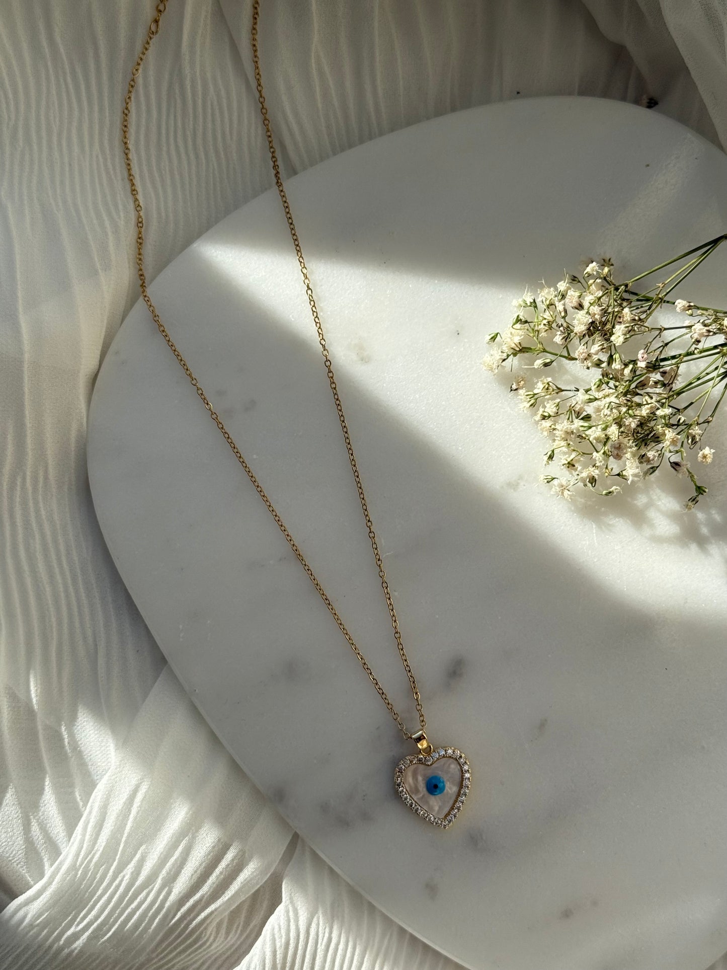 Halskette Edelstahl Evil eye Heart - 11042