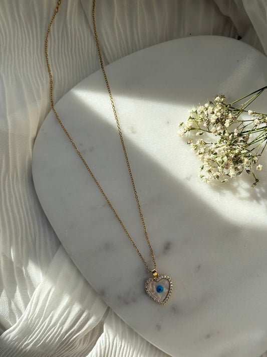 Halskette Edelstahl Evil eye Heart - 11042