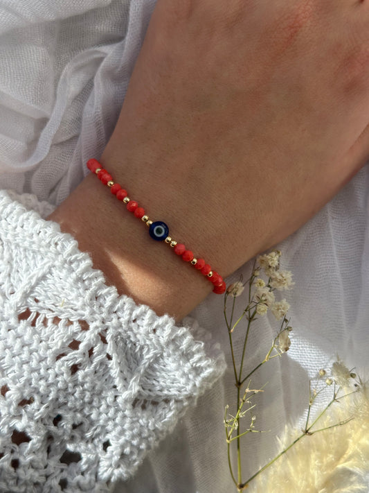 Perlenarmband mit Kristallperlen und mit einer Nazar / Evil eye Perle - 10675