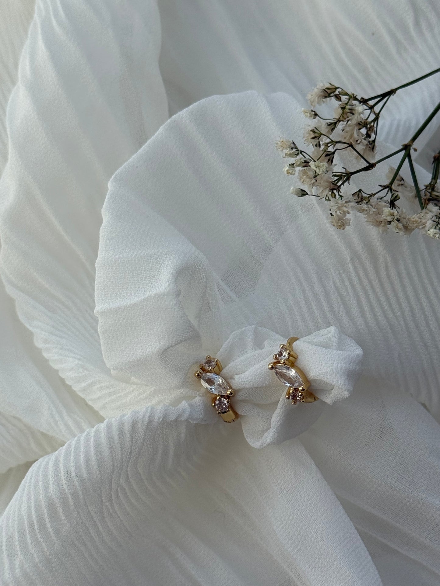 Goldene Zirkonia Hoop Ohrringe - 11114