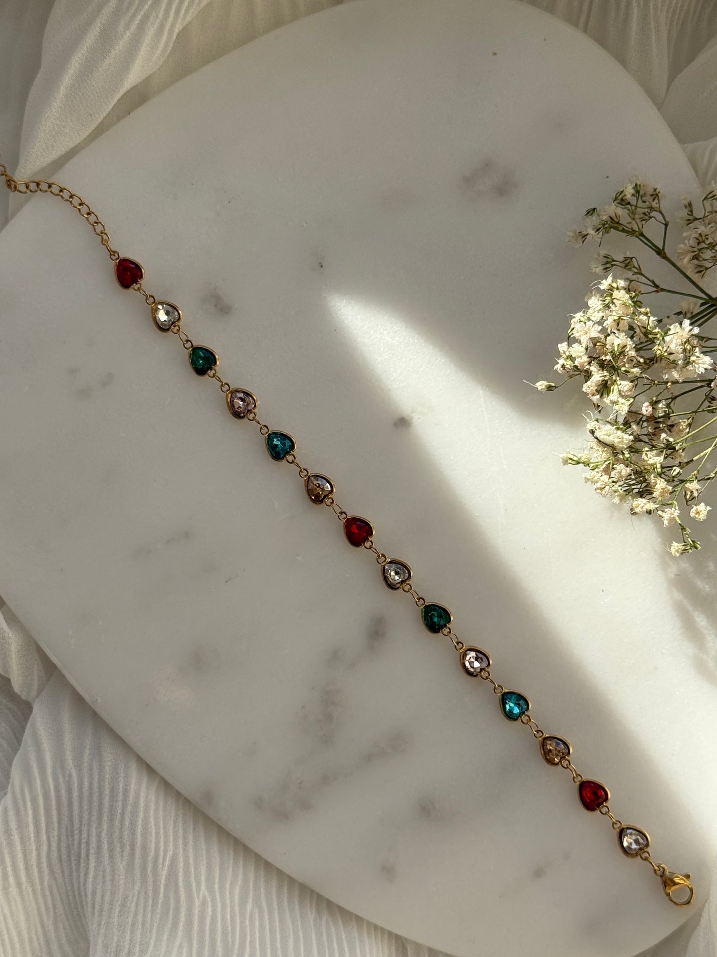 Edelstahl Armband Bunt mit Herzen - 11066