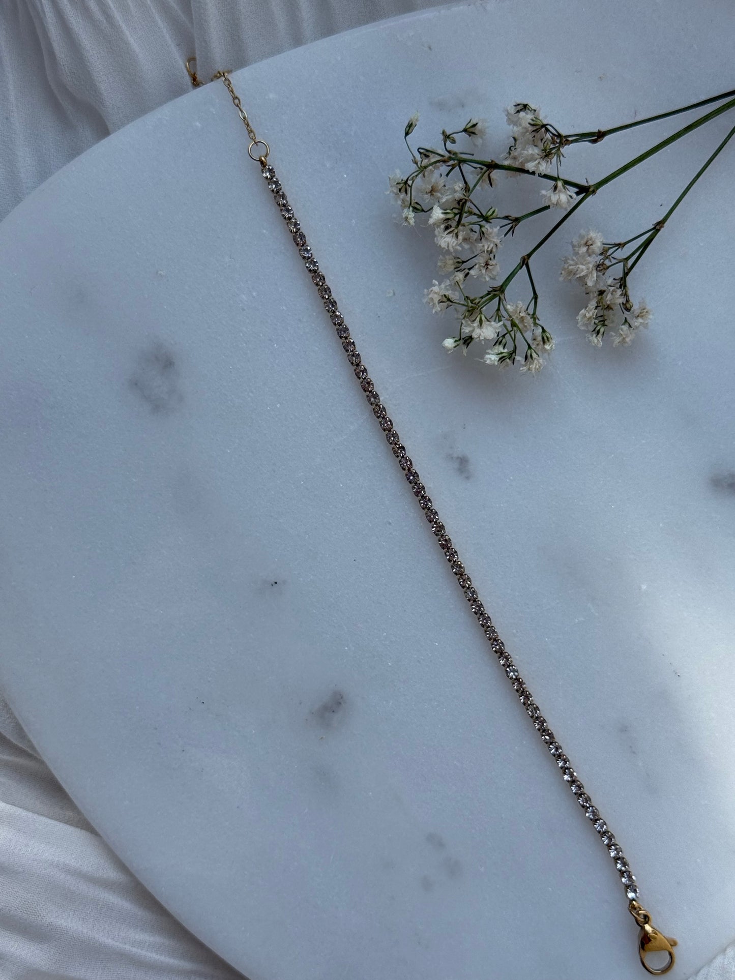 Edelstahl Armband Zirkonia Gold Dünn - 11074