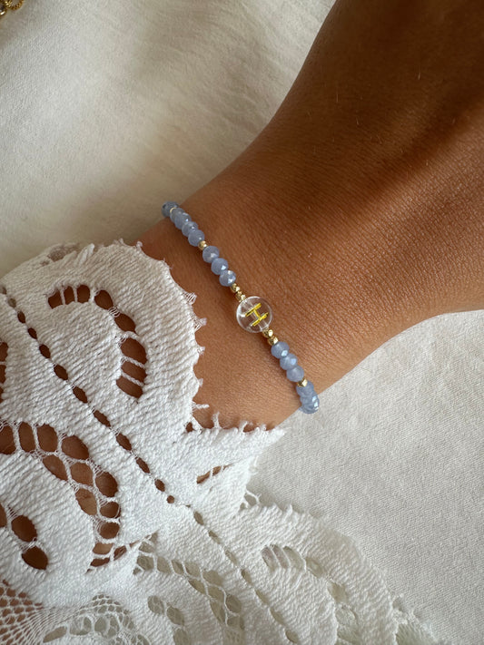 Perlenarmband personalisiert mit Blauen Kristallperlen - 10326