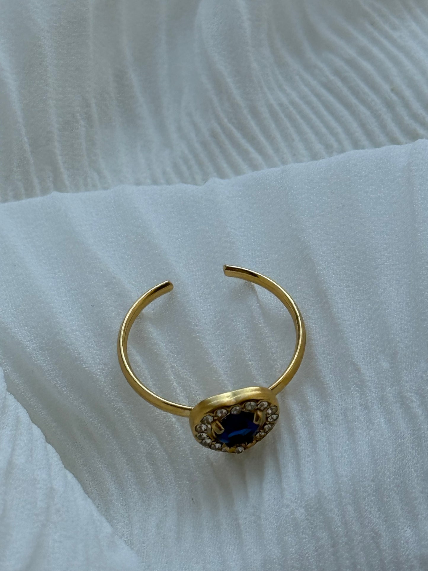 Edelstahl Ring Blue Heart - 11126