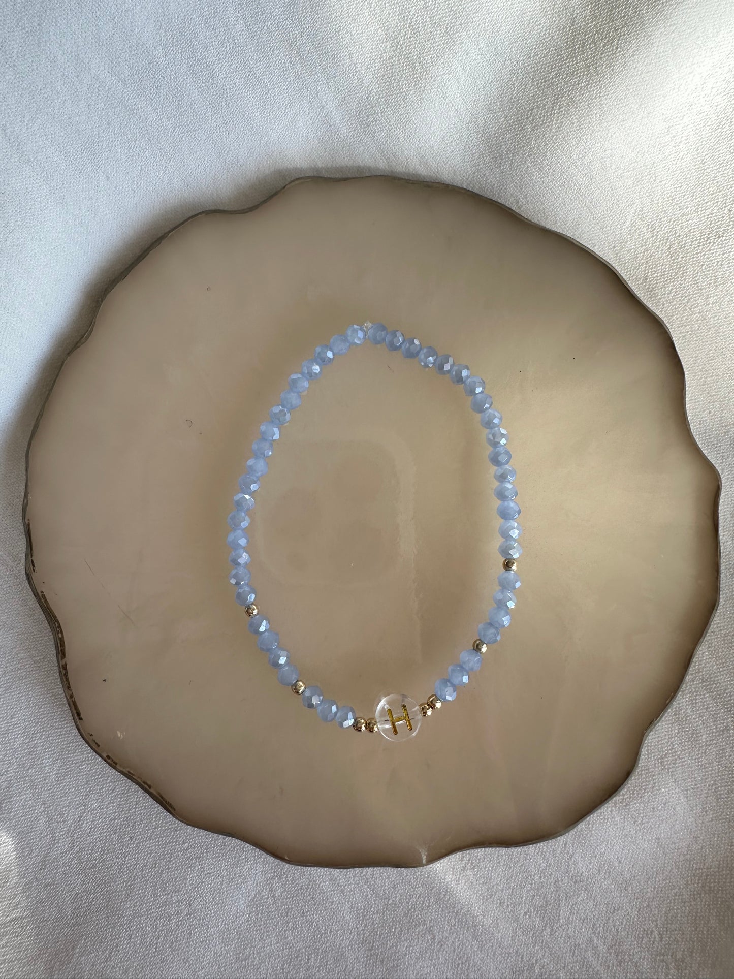 Perlenarmband personalisiert mit Blauen Kristallperlen - 10326