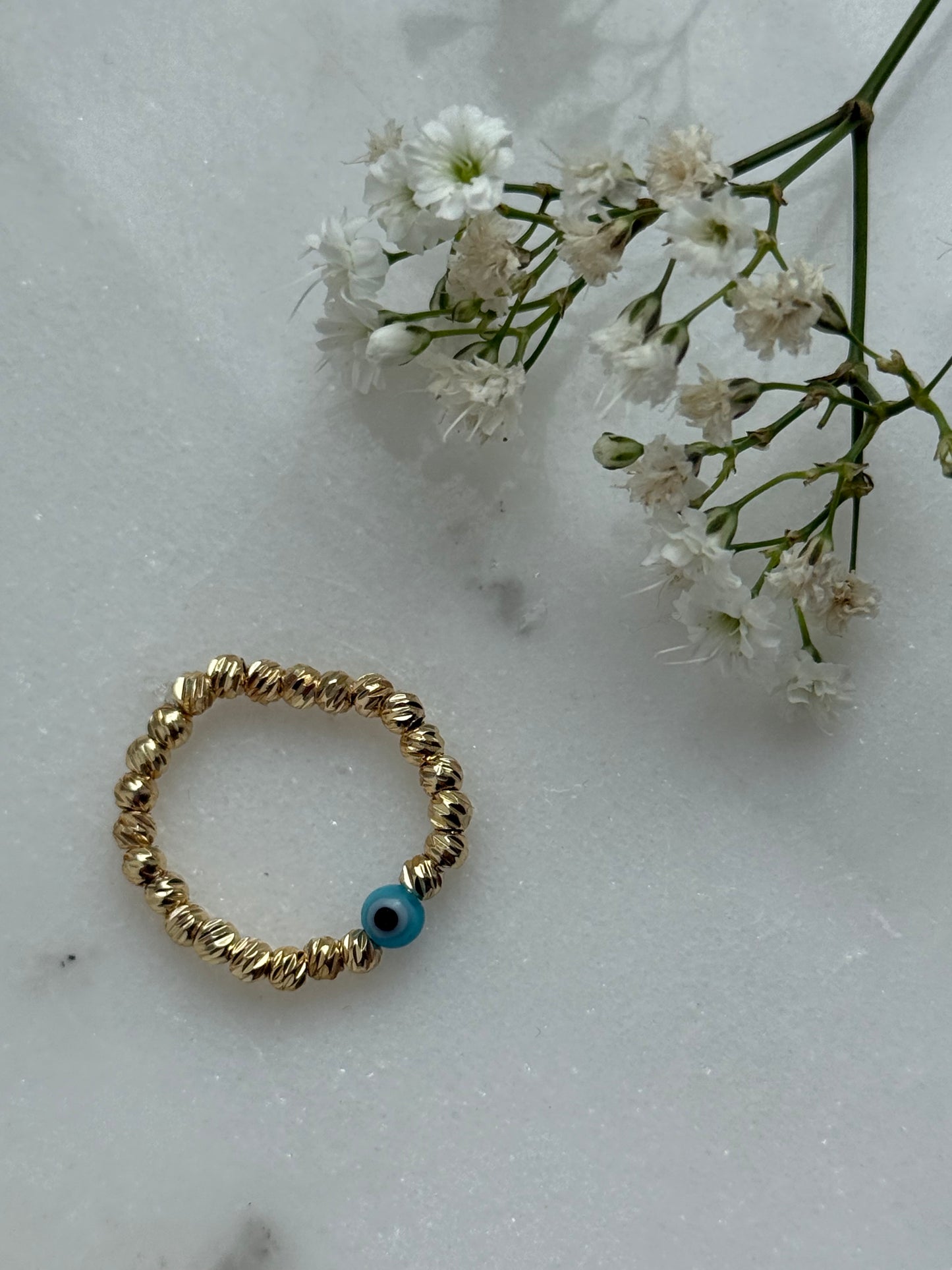 Perlenring mit Dorika Perlen + Nazar Perle - 11001