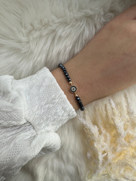 Perlenarmband Dunkelblau mit Nazar Anhänger - 10357