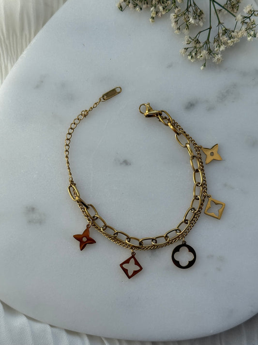 Goldenes Edelstahl Armband Clover - 11104