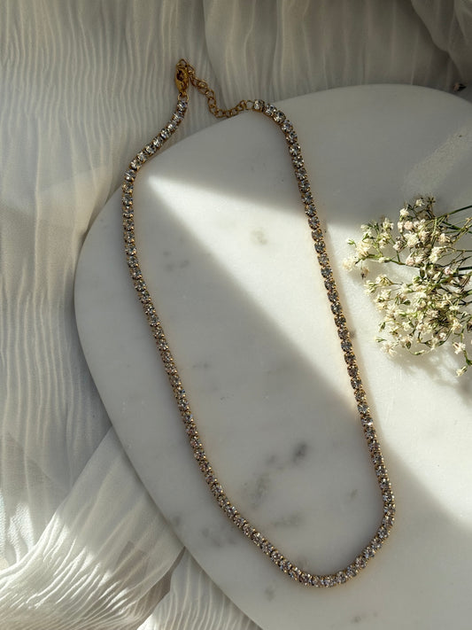 Dicke Edelstahl Halskette Zirkonia - 11057