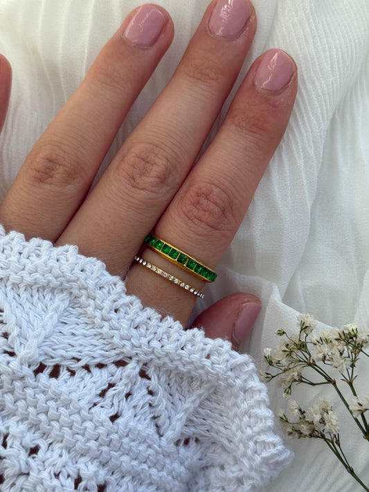 Edelstahl Gold Doppelring Green - 11137