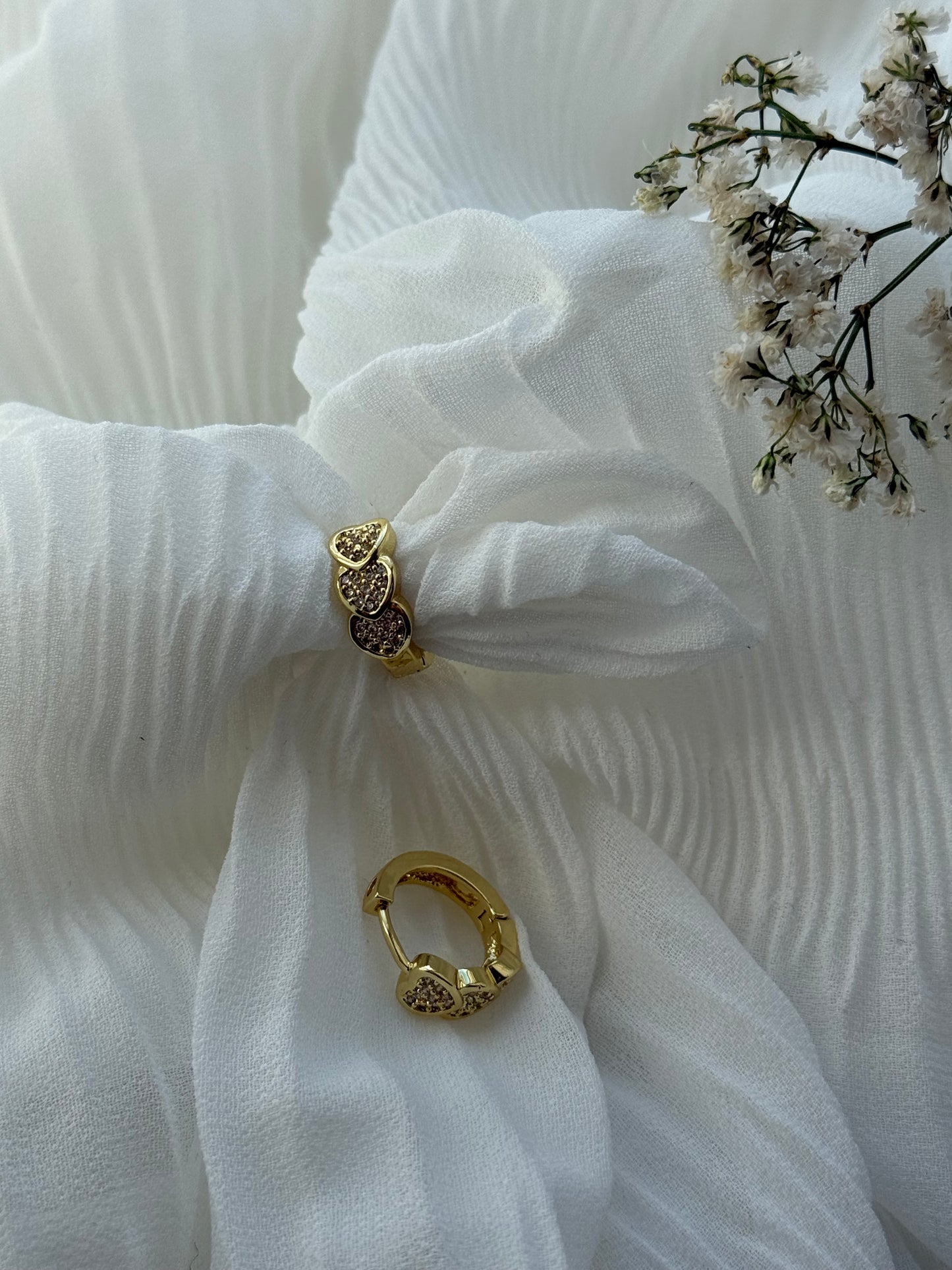 Goldene Hoops Heart Ohrringe Edelstahl - 11109