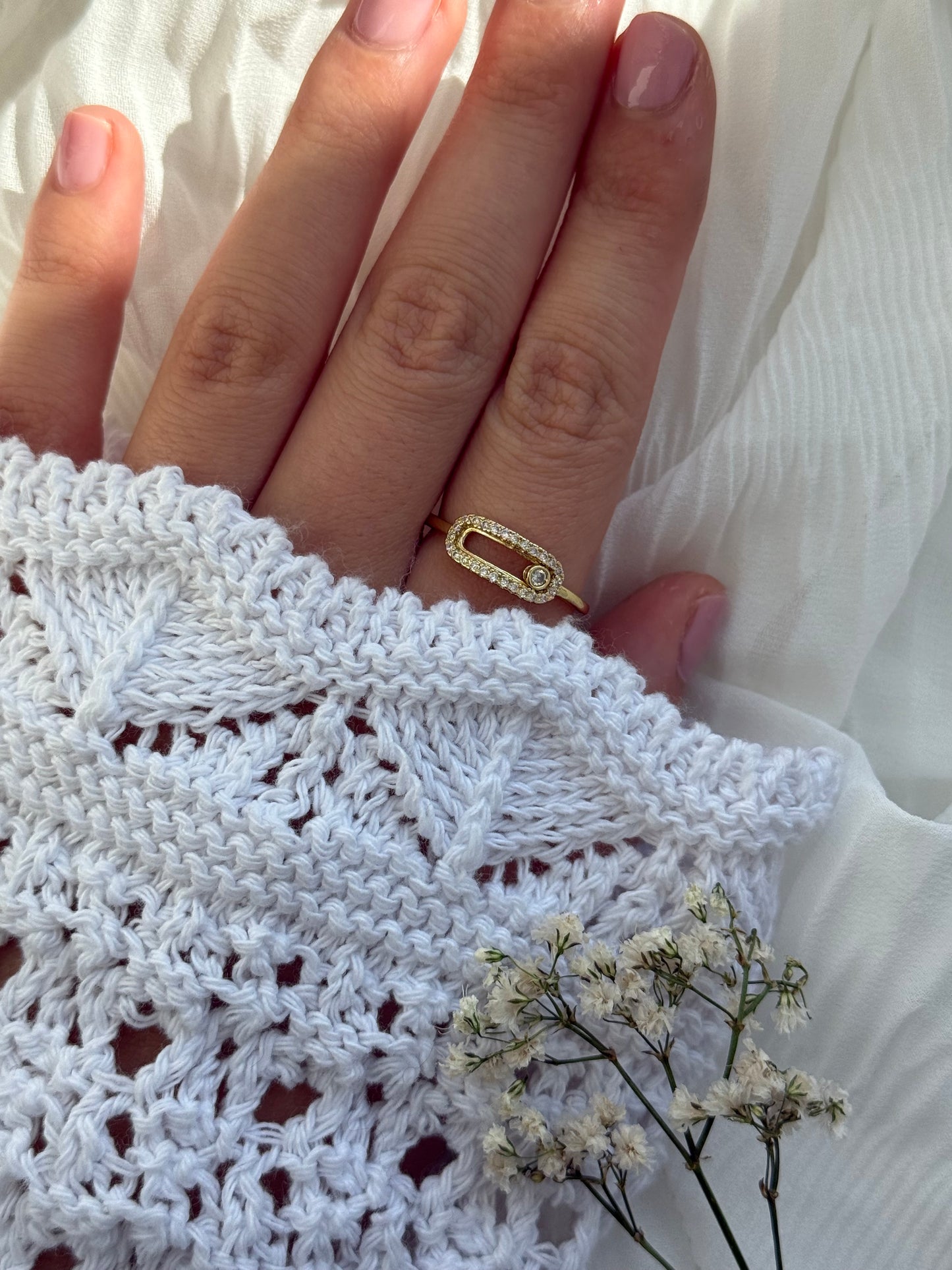 Edelstahl Gold Zirkonia Ring - 11139