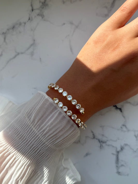 Goldenes verstellbares Zirkonia Armband - 10938