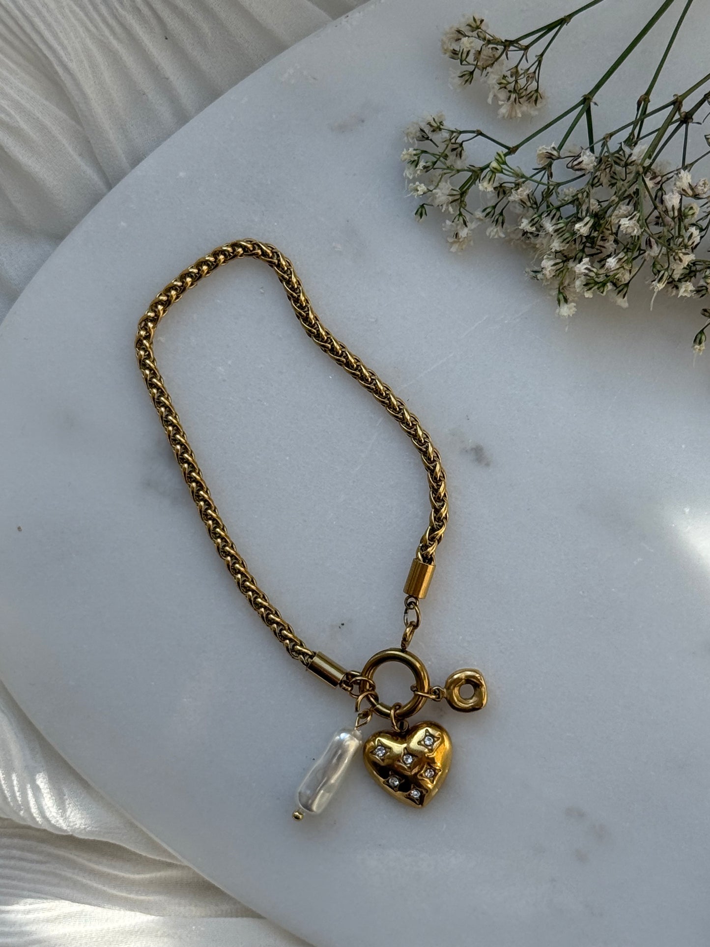 Edelstahl Charms Armband Heart - 11076