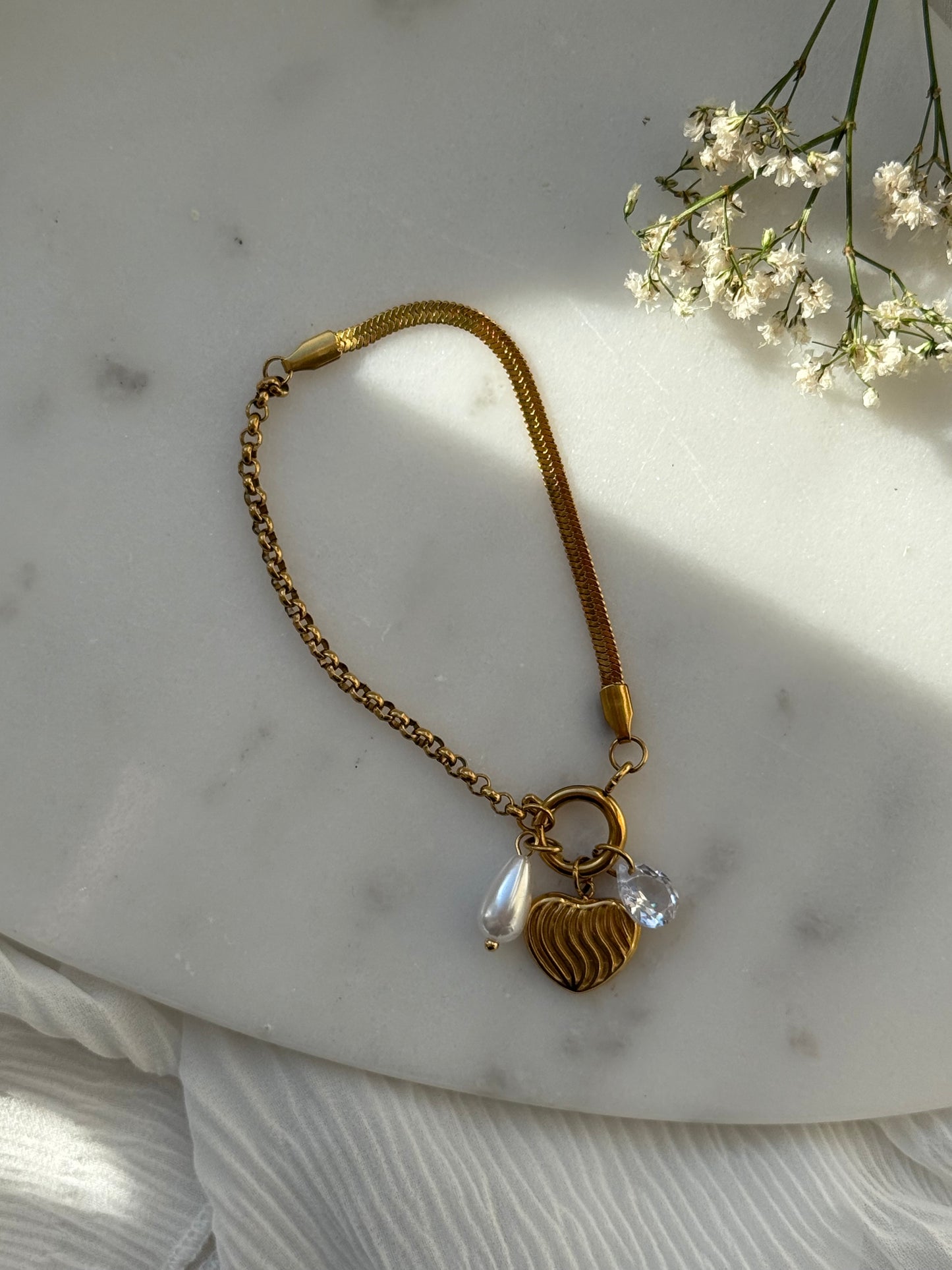 Edelstahl Charms Armband Heart - 11083