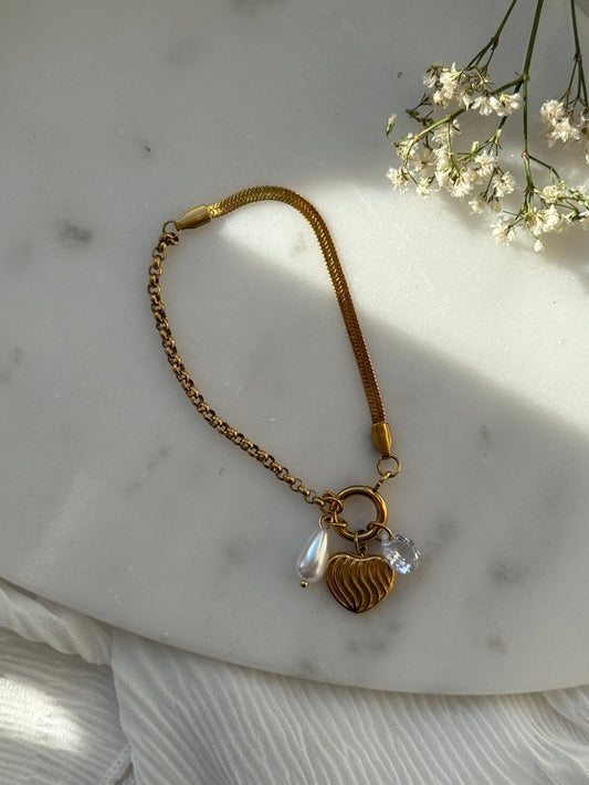 Edelstahl Charms Armband Heart - 11083