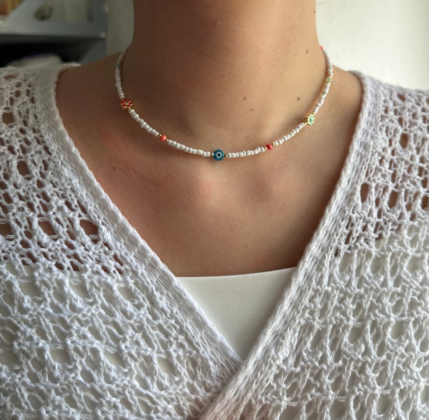 Perlenkette Spring mit Bunten Perlen Anhängern - 10664