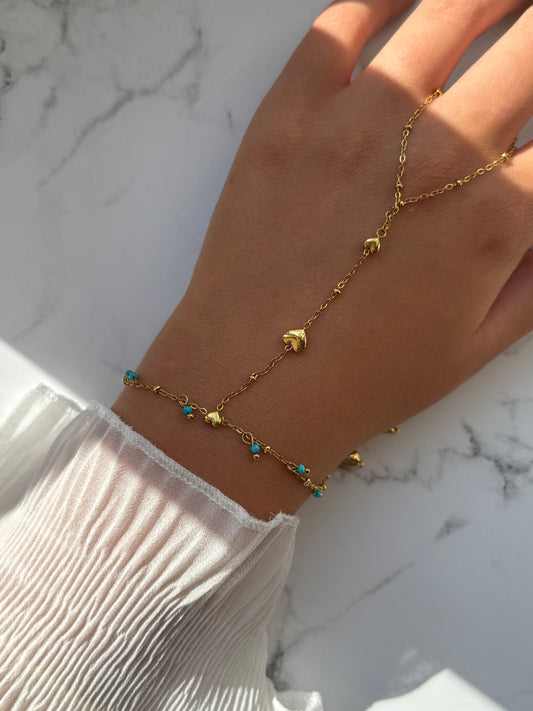 Handkette Edelstahl Blue Heart - 10949