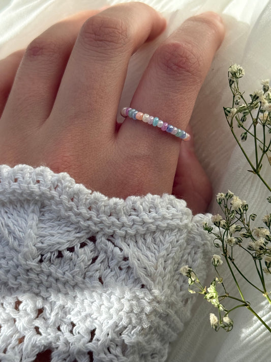 Perlenring mit PastellPerlen - 2148