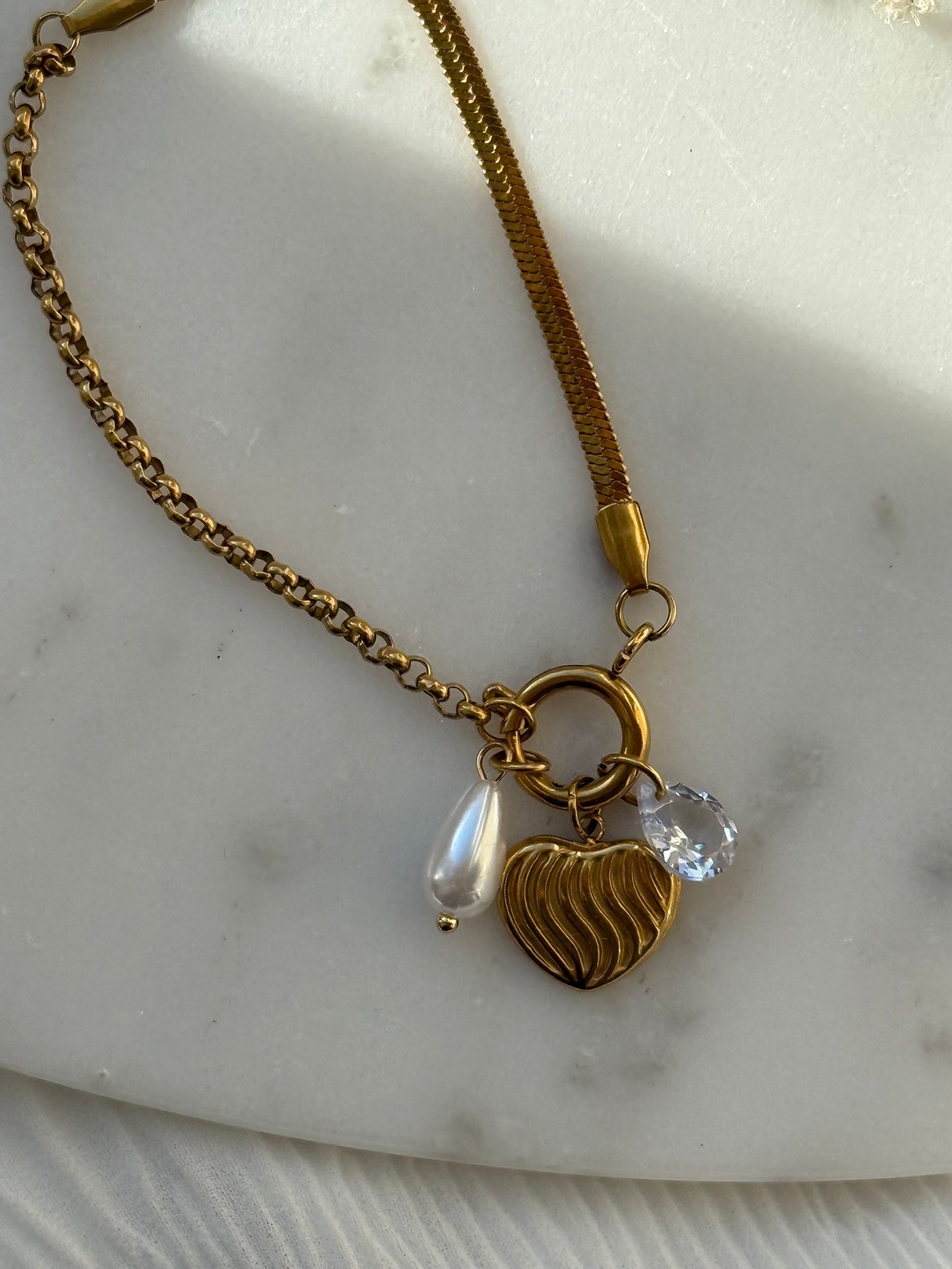 Edelstahl Charms Armband Heart - 11083